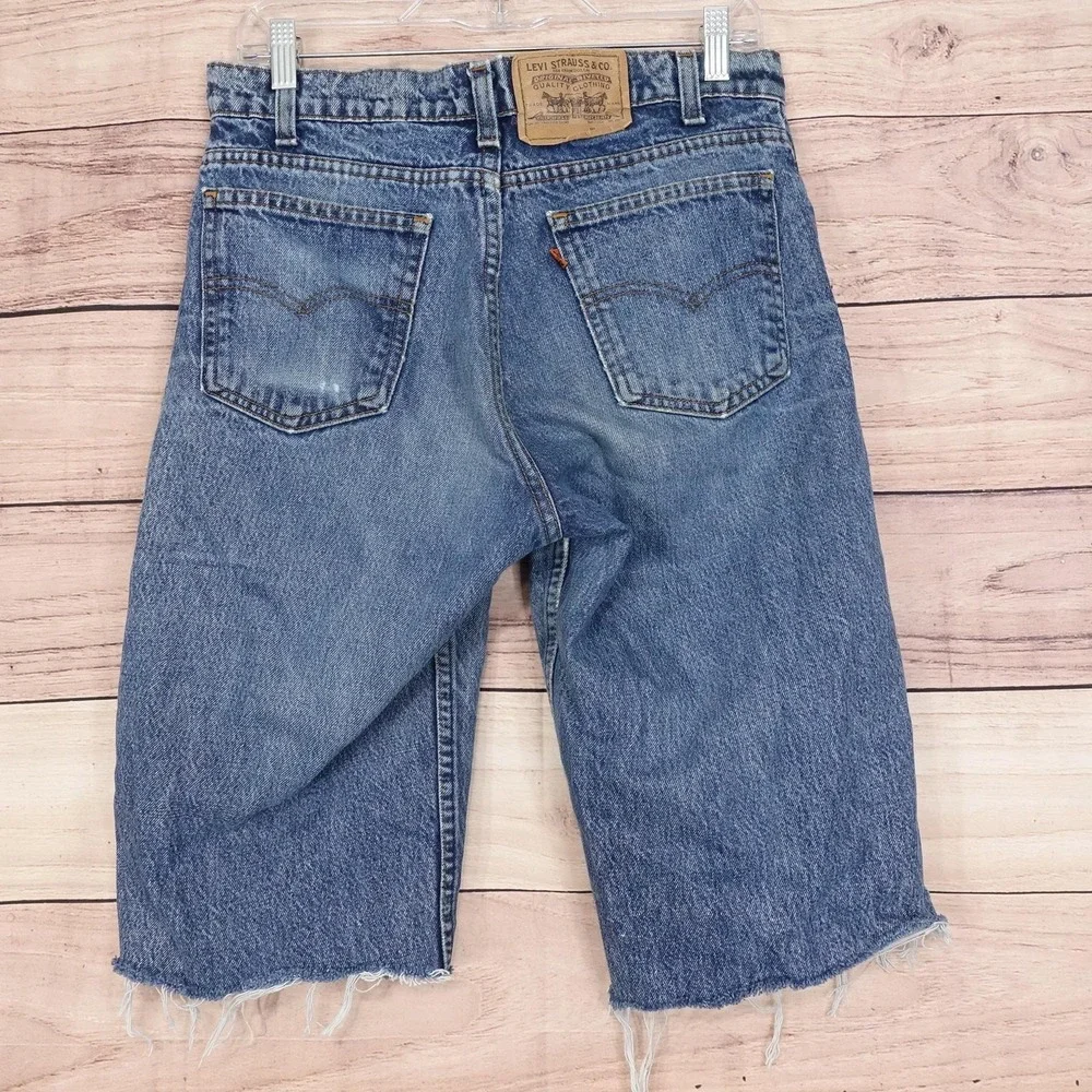 Levi's Shorts Mens 30 Blue Denim Distressed Bermuda Vintage Orange Tab USA Made